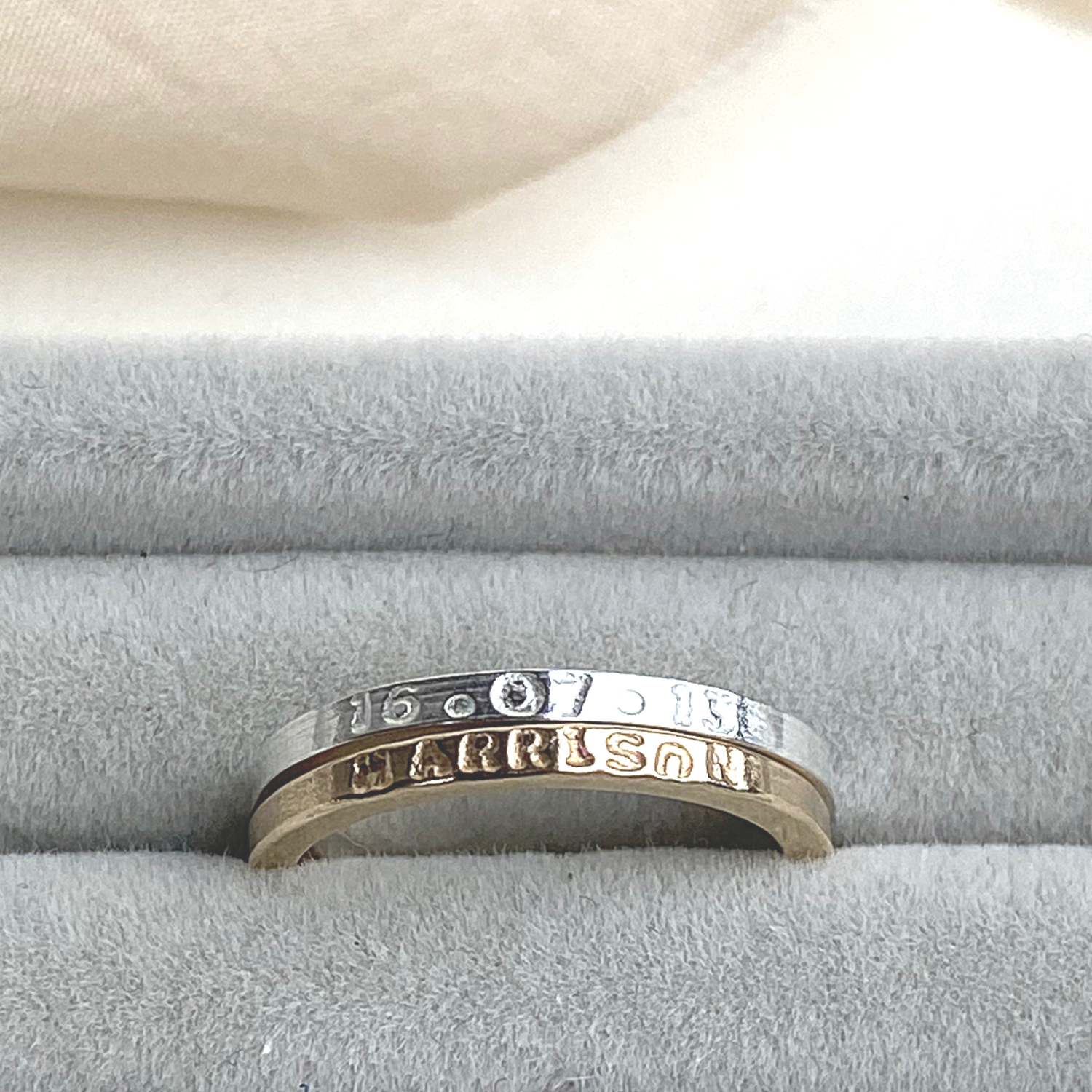 The Carolus Personalised Stacking Ring - sterling silver or 12ct gold personalised skinny stacking ring