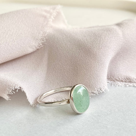 The Ha'Penny Ring. Green Aventurine stone set statement ring