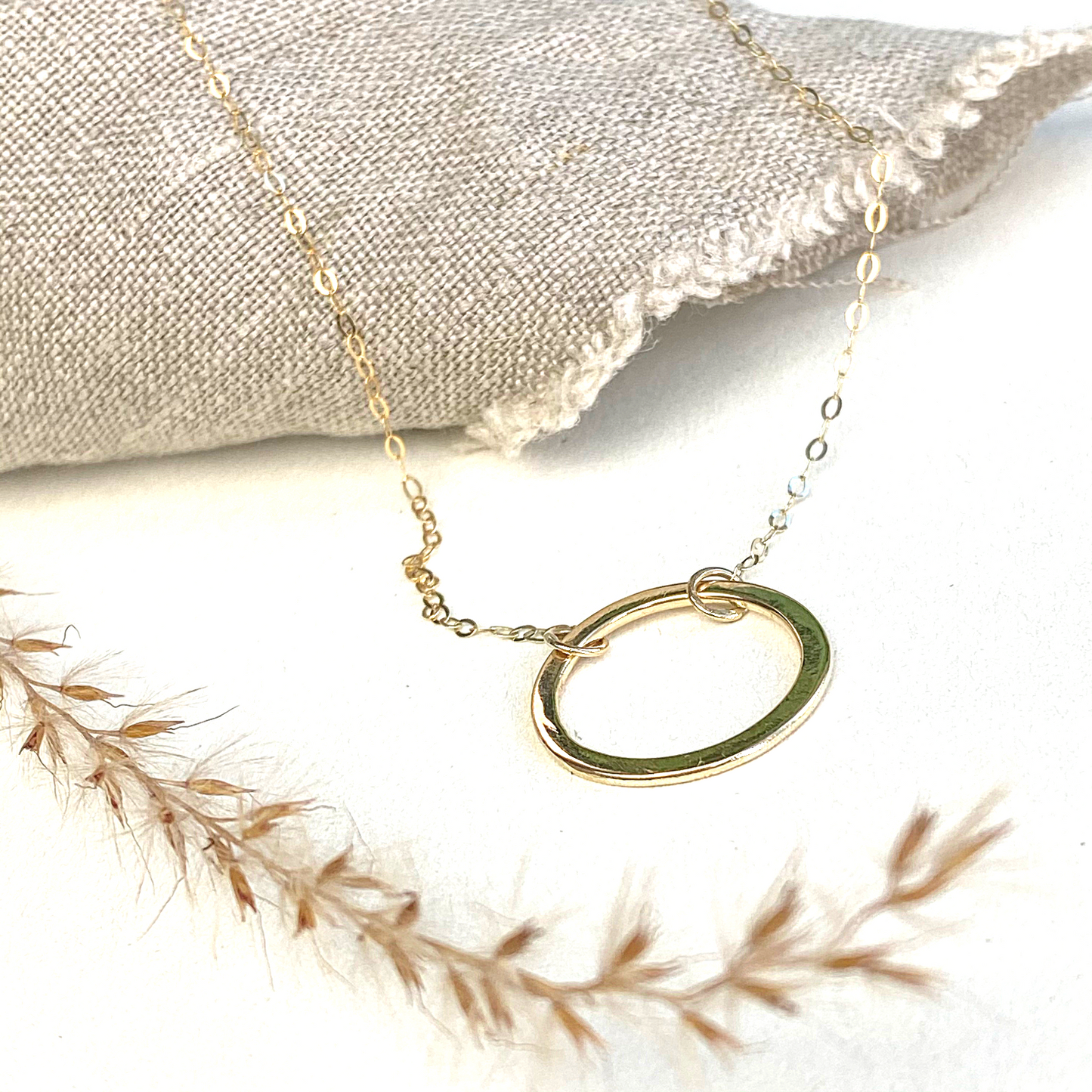 The 9ct Gold Helm Personalised Necklace - 9ct gold hoop pendant