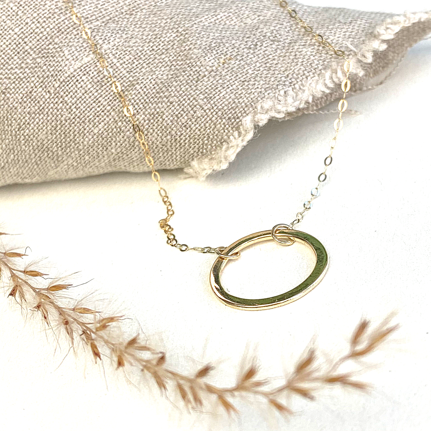 The 9ct Gold Helm Personalised Necklace - 9ct gold hoop pendant