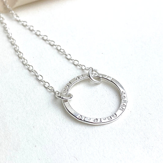 The Helm Personalised Necklace - sterling silver hoop pendant.