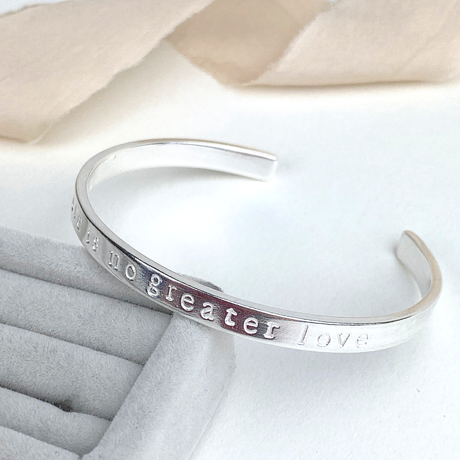 The Winn Personalised Cuff Bangle - sterling silver personalised bracelet - hand stamped secret message cuff bangle