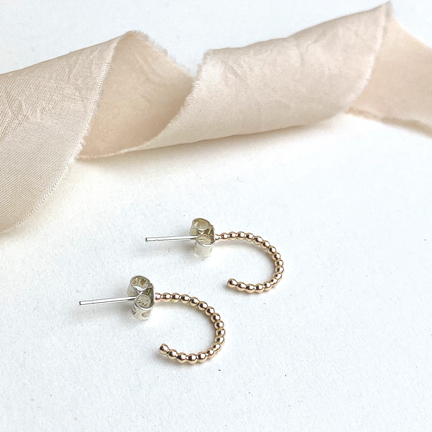 The Crown Beaded Hoop Earrings - 12ct gold beaded hoop earrings