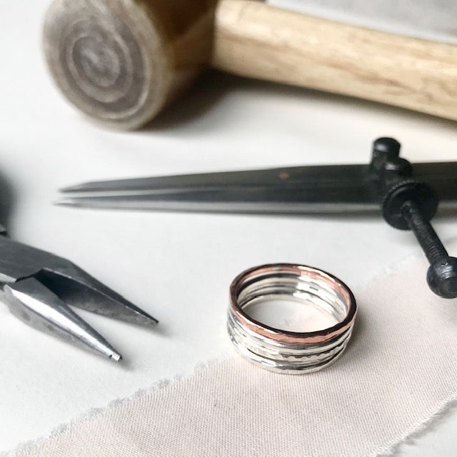 silver stacking rings workshop
